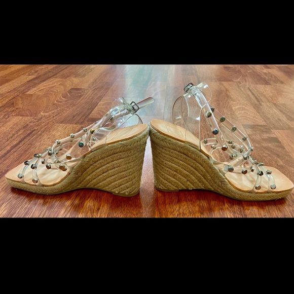 Dolce Vita Maxton Rope Wedge Espadrille Clear/Lucite Straps W/ Silver Gr… - Picture 6 of 8